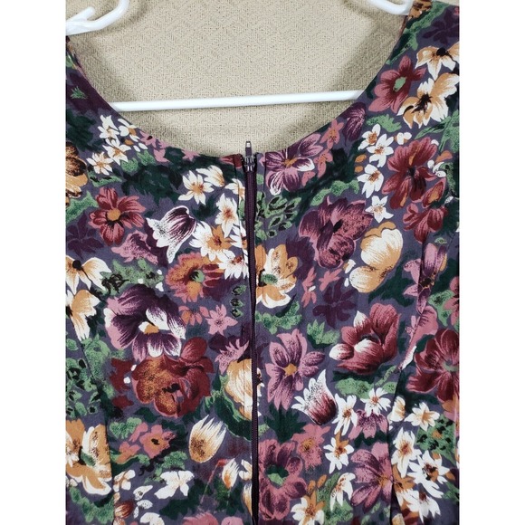VTG Chorus Line Romper Womens Medium Multicolor Floral Long Sleeve Modern Casual - Picture 7 of 7